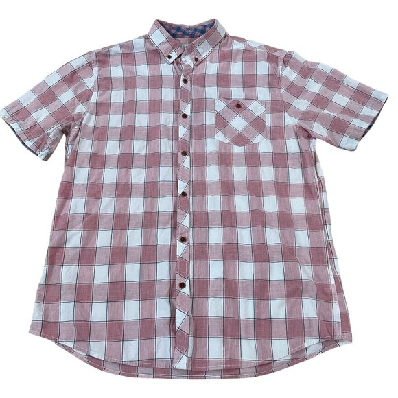 Colours Alexander Julian Shirt Men's Sixe XL Short Sleeve Plaid Pink & White - Picture 1 of 5